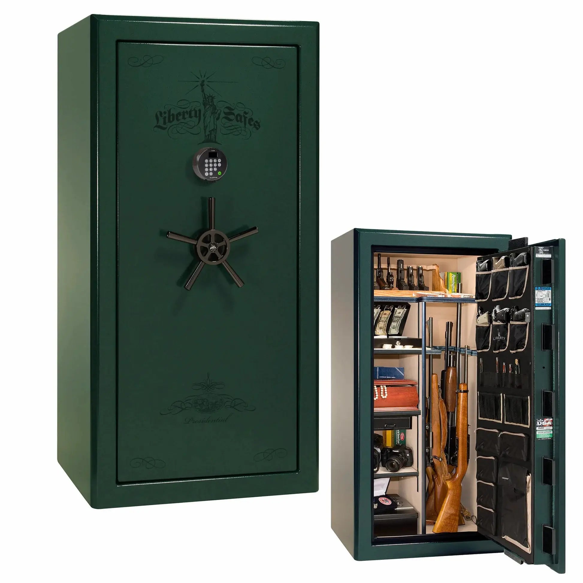 Liberty Safe Presidential 25 in Green Marble with Black Chrome hardware
