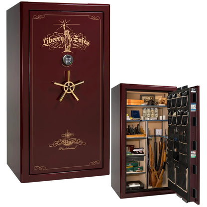 Liberty Safe Presidential 40 in Burgundy Gloss with gold hardware