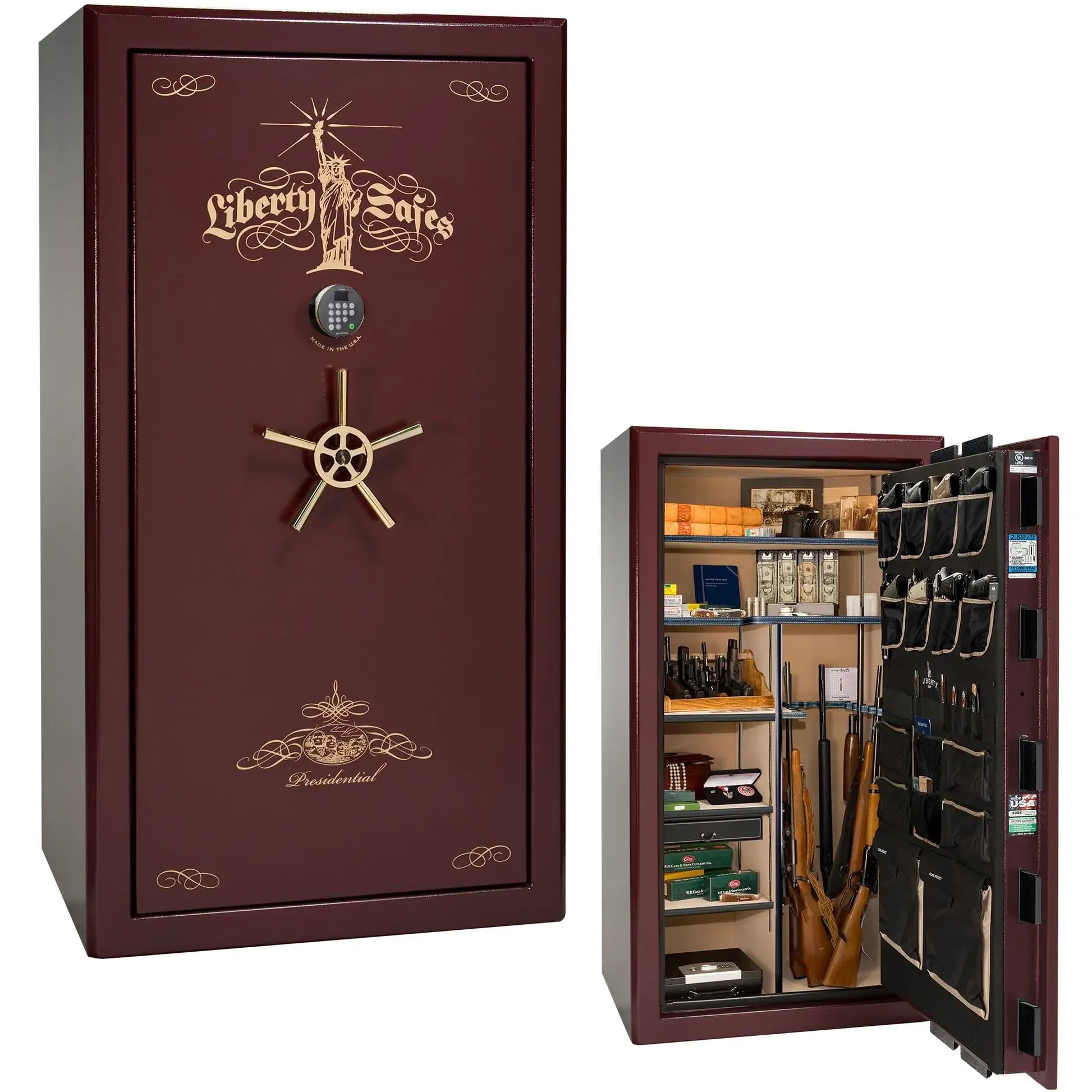Liberty Safe Presidential 40 in Burgundy Marble with gold hardware
