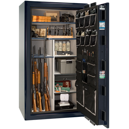 Liberty Safe Presidential 40 in Blue Gloss with Chrome Electronic Lock, closed door.
