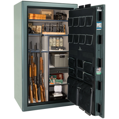 Liberty Safe Presidential 40 in Forest Mist Gloss, open door.