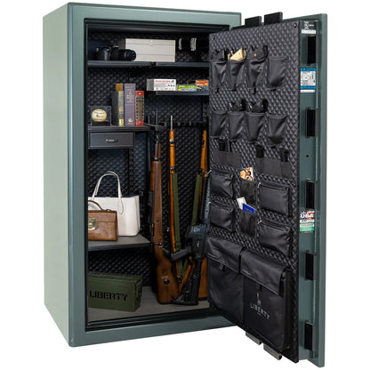 Liberty Presidential 40 safe in Forest Mist Gloss with loaded Signature interior.