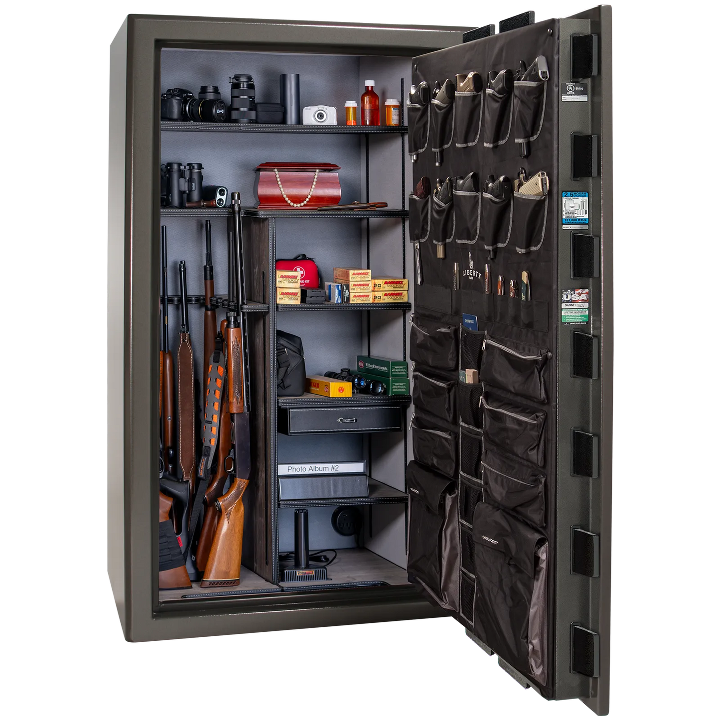 Liberty Safe Presidential 50 in Gray Marble with Black Chrome hardware