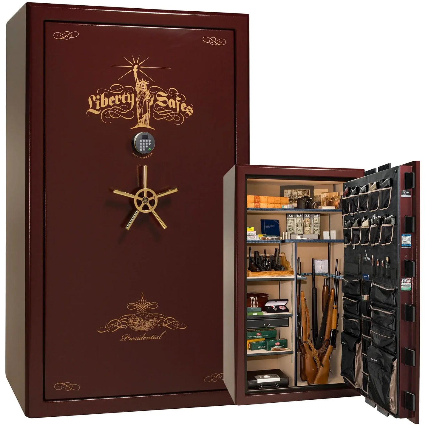 Liberty Safe Presidential 50 in Burgundy Marble with gold hardware