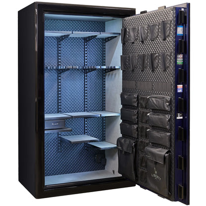 Liberty Presidential 50 safe in Two-Tone Blue Gloss with Signature interior.