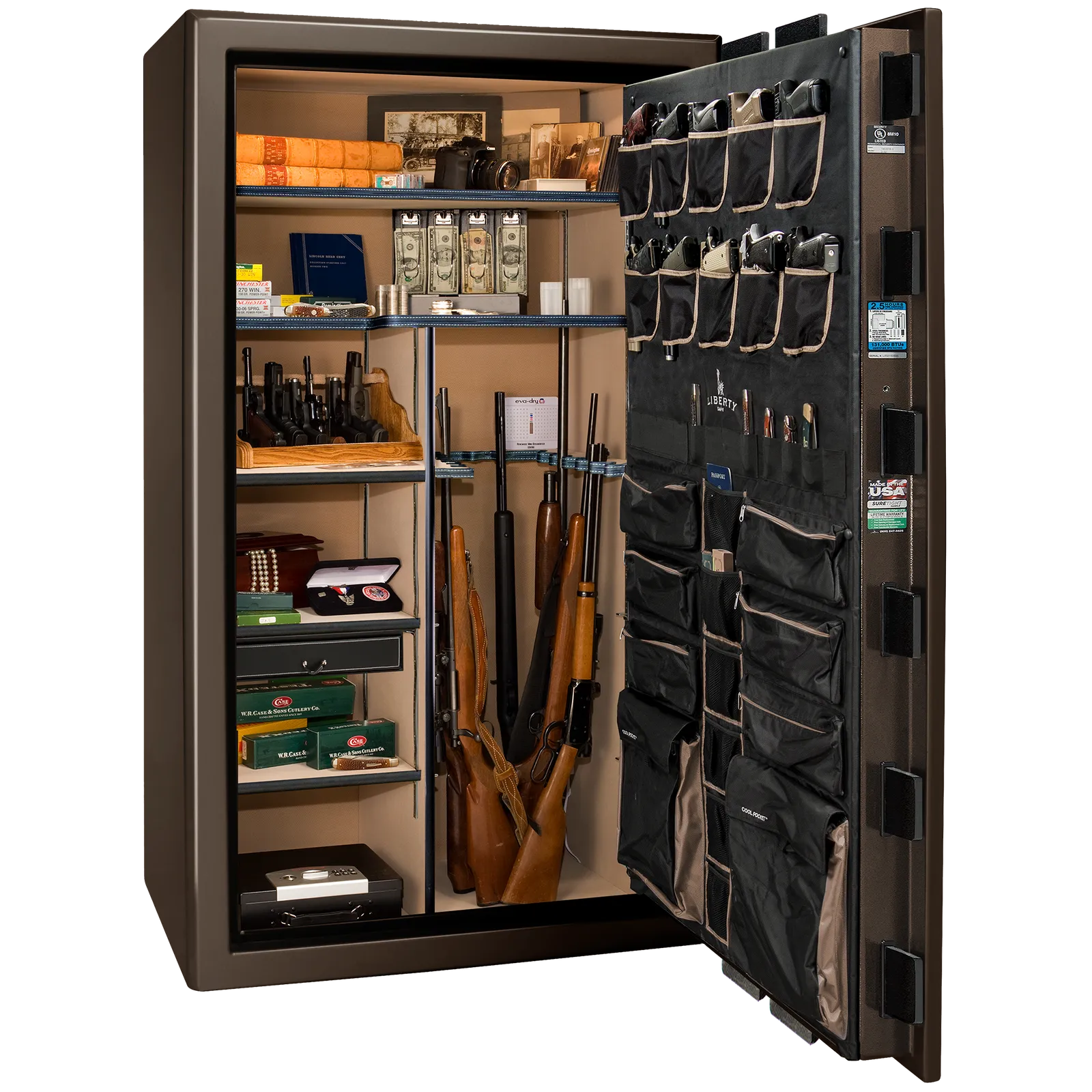 Liberty Safe Presidential 50 in Bronze Gloss with Black Chrome Electronic Lock, closed door.