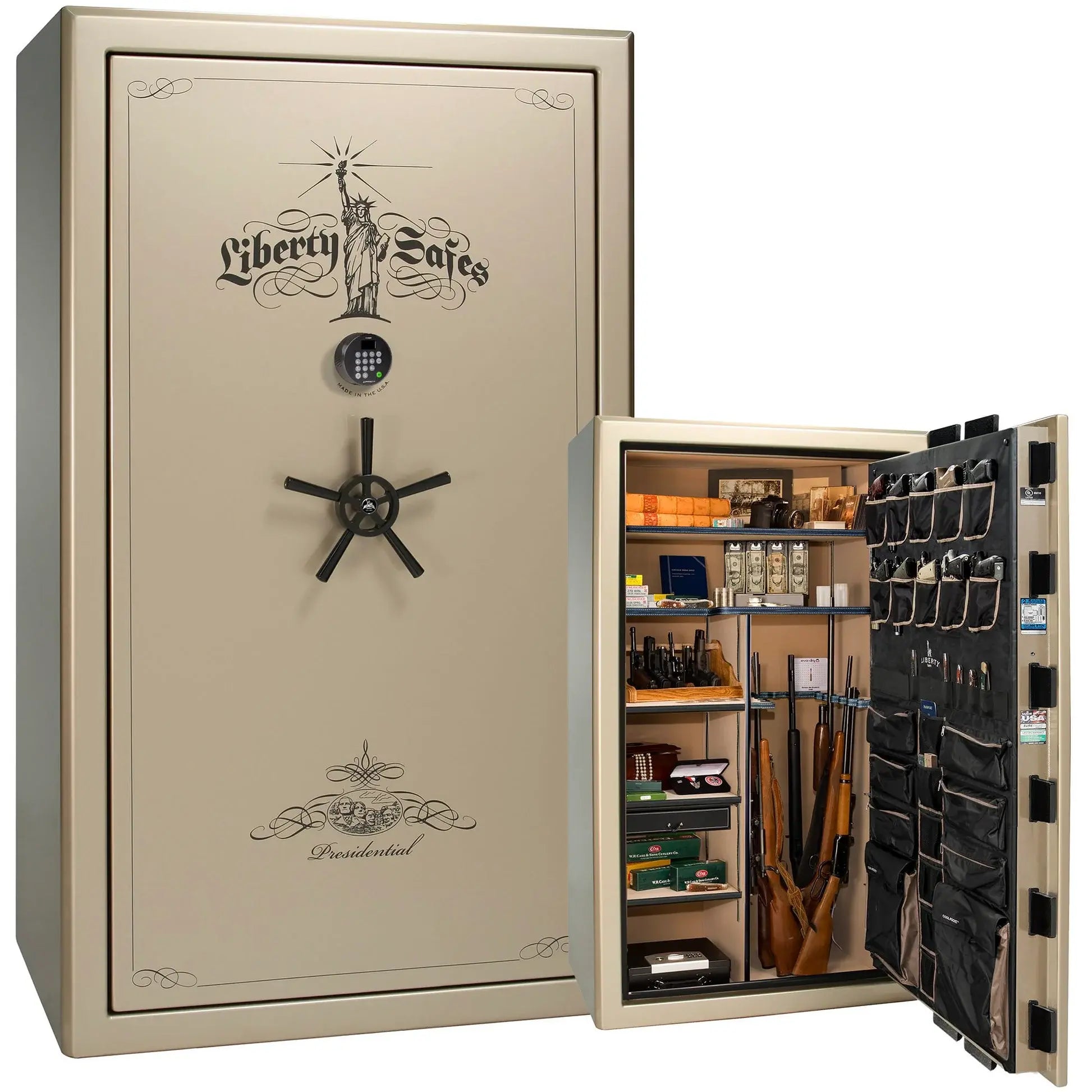 Liberty Safe Presidential 50 in Bronze Gloss, open door.