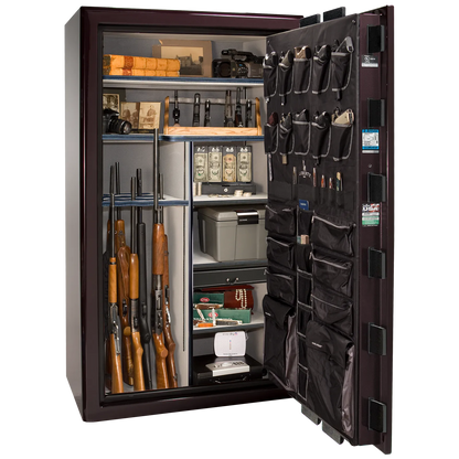 Liberty Safe Presidential 50 in Black Cherry Gloss with Black Chrome Electronic Lock, closed door.
