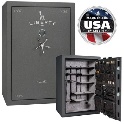 Liberty Safe Franklin 45 Widebody in Textured Granite — stacked exterior and interior views.