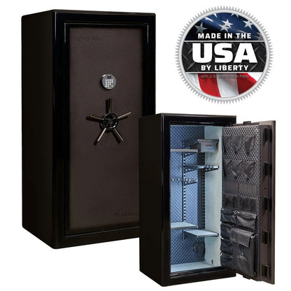 Liberty Safe Presidential Signature 25 in Gray Charcoal Gloss with Dormakaba 702D electronic lock.