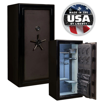 Liberty Safe Presidential Signature 25 in Gray Charcoal Gloss with mechanical lock.