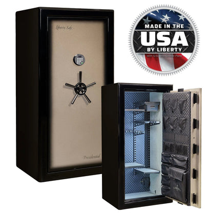 Liberty Safe Presidential Signature 25 in Champagne  Gloss with Dormakaba 702D electronic lock.