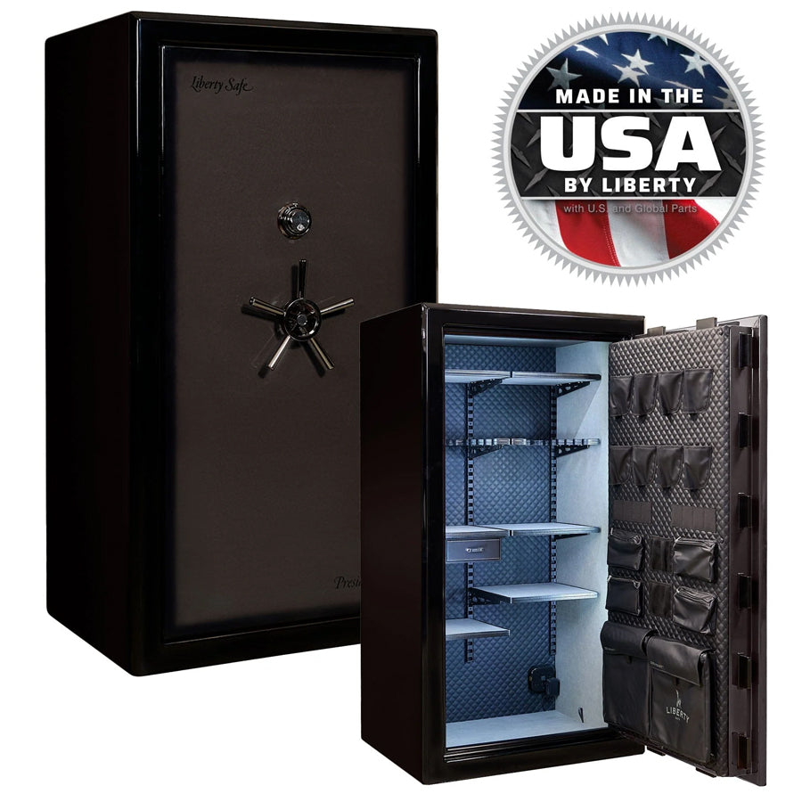 Liberty Safe Presidential Signature 40 in Gray Charcoal Gloss with mechanical lock.