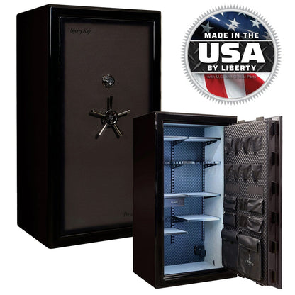Liberty Safe Presidential Signature 40 in Gray Charcoal Gloss with mechanical lock.