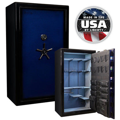 Liberty Safe Presidential Signature 50 in Blue Gloss with mechanical lock.