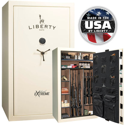 Liberty Colonial 50 Extreme Safe in White Gloss with Black Chrome.